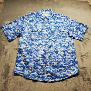 Clear Water Outfitters Quick Dry Shirt Small Marlin Fish Graphic Blue White Mn L